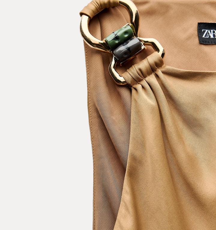 Moudda ZARA - Robe mi-longue en satin asymétrique, détails métalliques - Tunisie 2