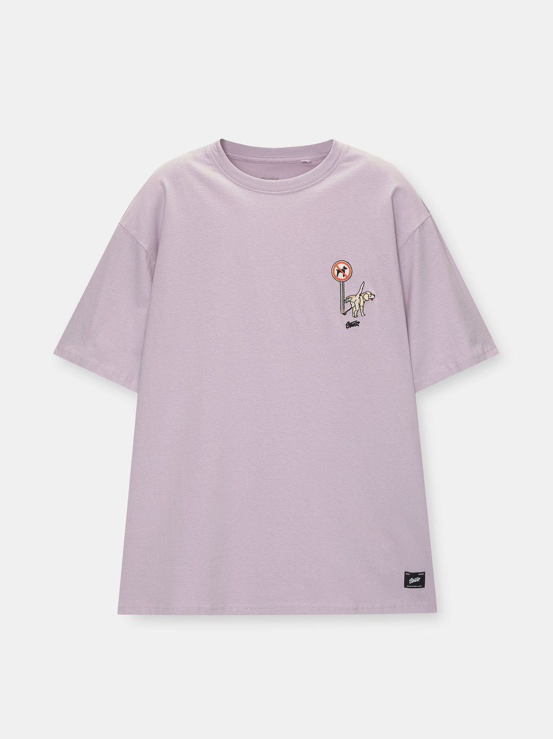 Moudda PULL & BEAR - T-Shirt Demi-Manches Violet Brodé Dog and Sign - Tunisie 3