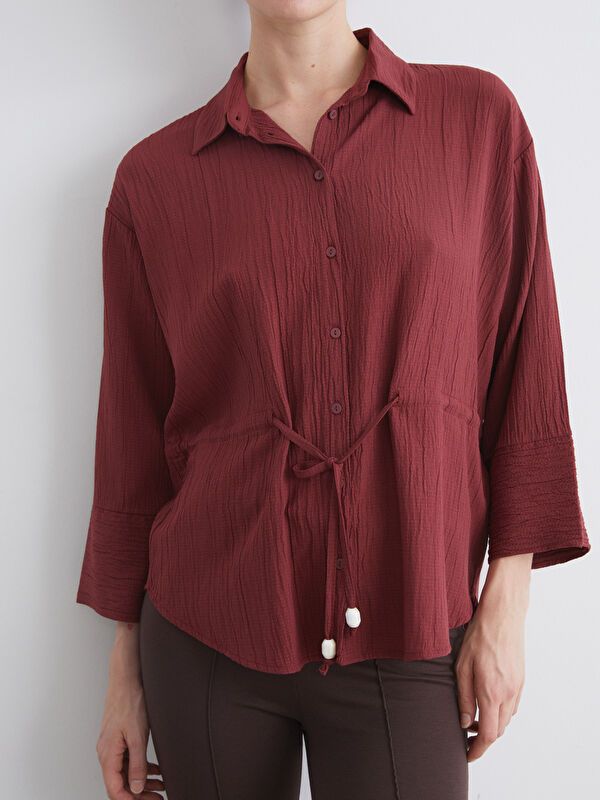 Moudda LC Waikiki - Chemise tissée manches longues Femme Rouge - Tunisie 3