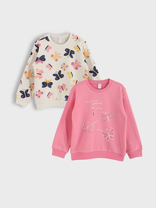 Moudda LC Waikiki - Pack sweatshirt jersey Fille Rose - Tunisie 1