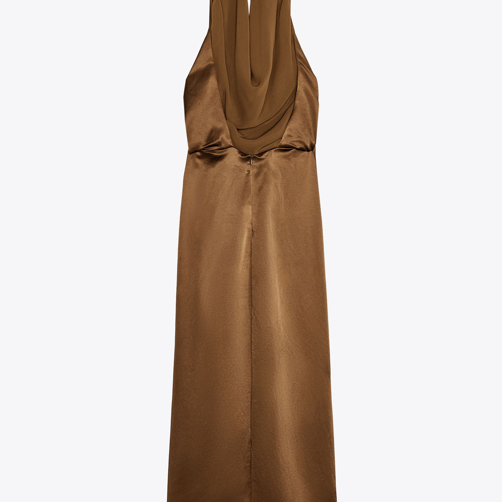 Moudda ZARA - Robe Midi Satin - Col Halter & Nœud Taille - Tunisie 2