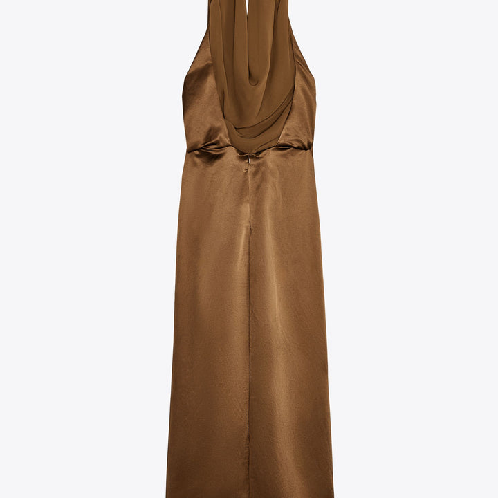 Moudda ZARA - Robe Midi Satin - Col Halter & Nœud Taille - Tunisie 2