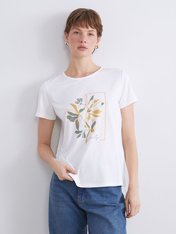 Moudda LC Waikiki - Body jersey manches courtes Femme Ecru - Tunisie 1