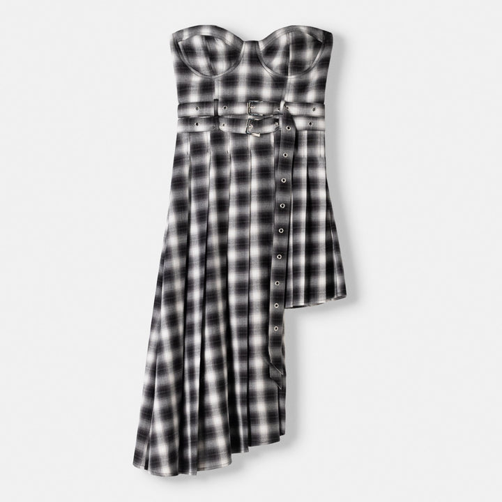 Moudda BERSHKA - Robe bandeau asymétrique à carreaux avec boucles - Tunisie 2