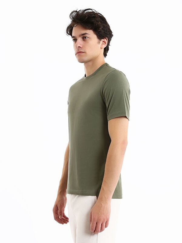 Moudda LC Waikiki - T-shirt jersey col rond manches courtes Homme Kaki - Tunisie 4