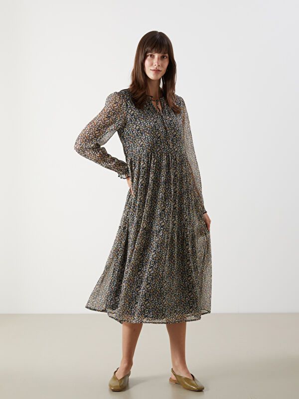 Moudda LC Waikiki - Robe tissée maternité manches longues Femme Imprimé vert - Tunisie 1