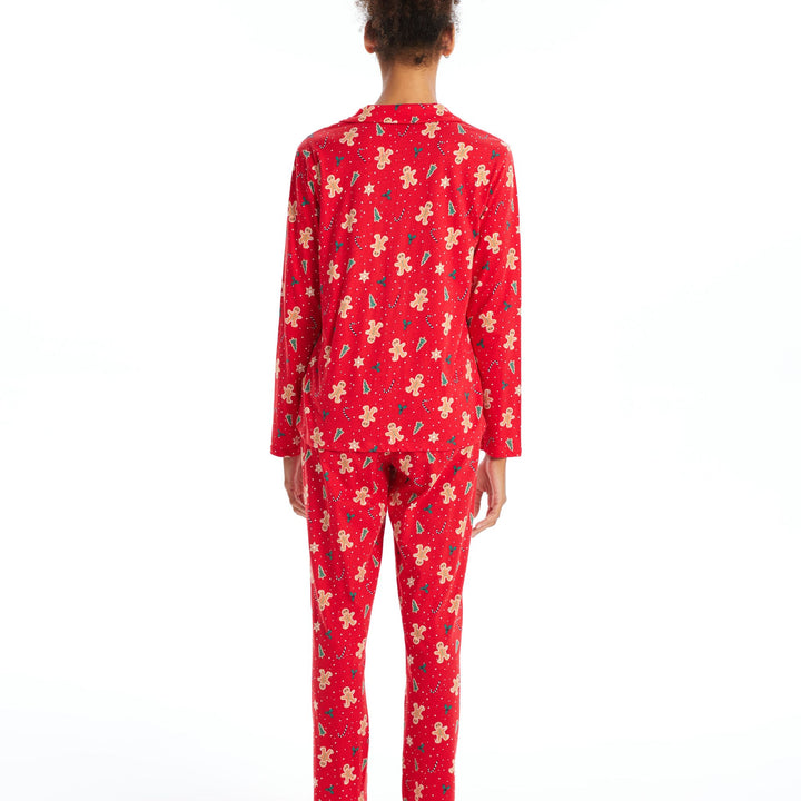 Moudda LC Waikiki - Pyjama en jersey manches longues Femme Impression rouge vif - Tunisie 4