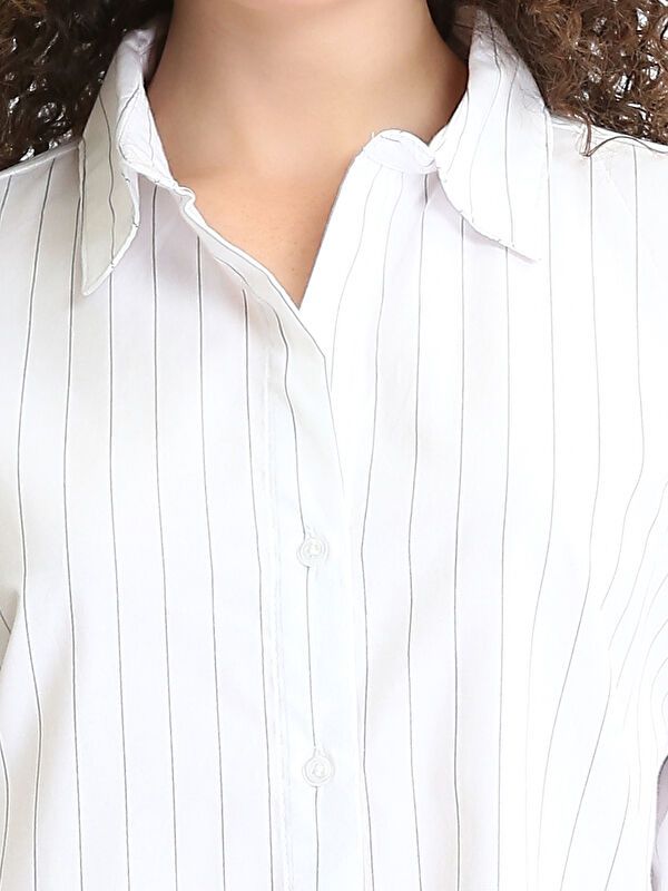 Moudda LC Waikiki - Chemise tissée manches longues Femme Rayures noires - Tunisie 3