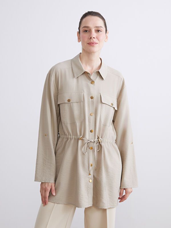 Moudda LC Waikiki - Manteau léger coton mélangé Femme Beige clair - Tunisie 2