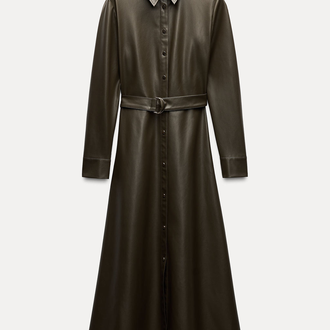 Moudda ZARA - Robe chemise en similicuir ceinturée - Tunisie 2