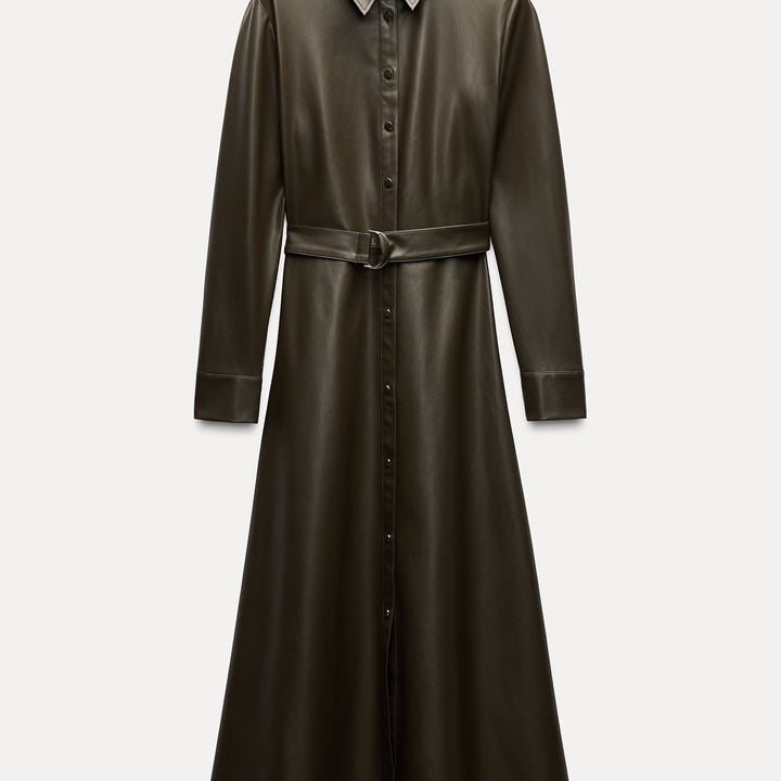 Moudda ZARA - Robe chemise en similicuir ceinturée - Tunisie 2