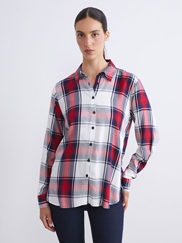 Moudda LC Waikiki - Chemise tissée manches longues Femme À carreaux rouges - Tunisie 1