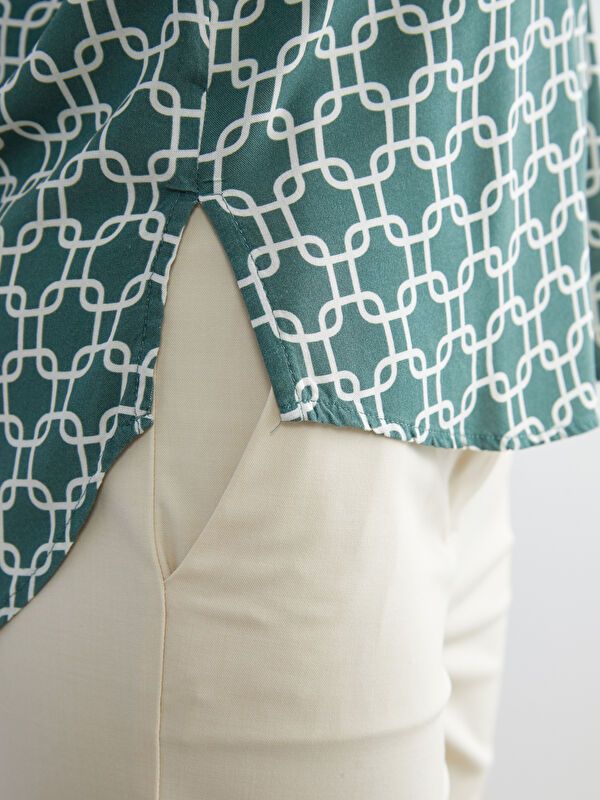 Moudda LC Waikiki - Chemise tissée imprimée manches longues Femme Imprimé vert - Tunisie 4