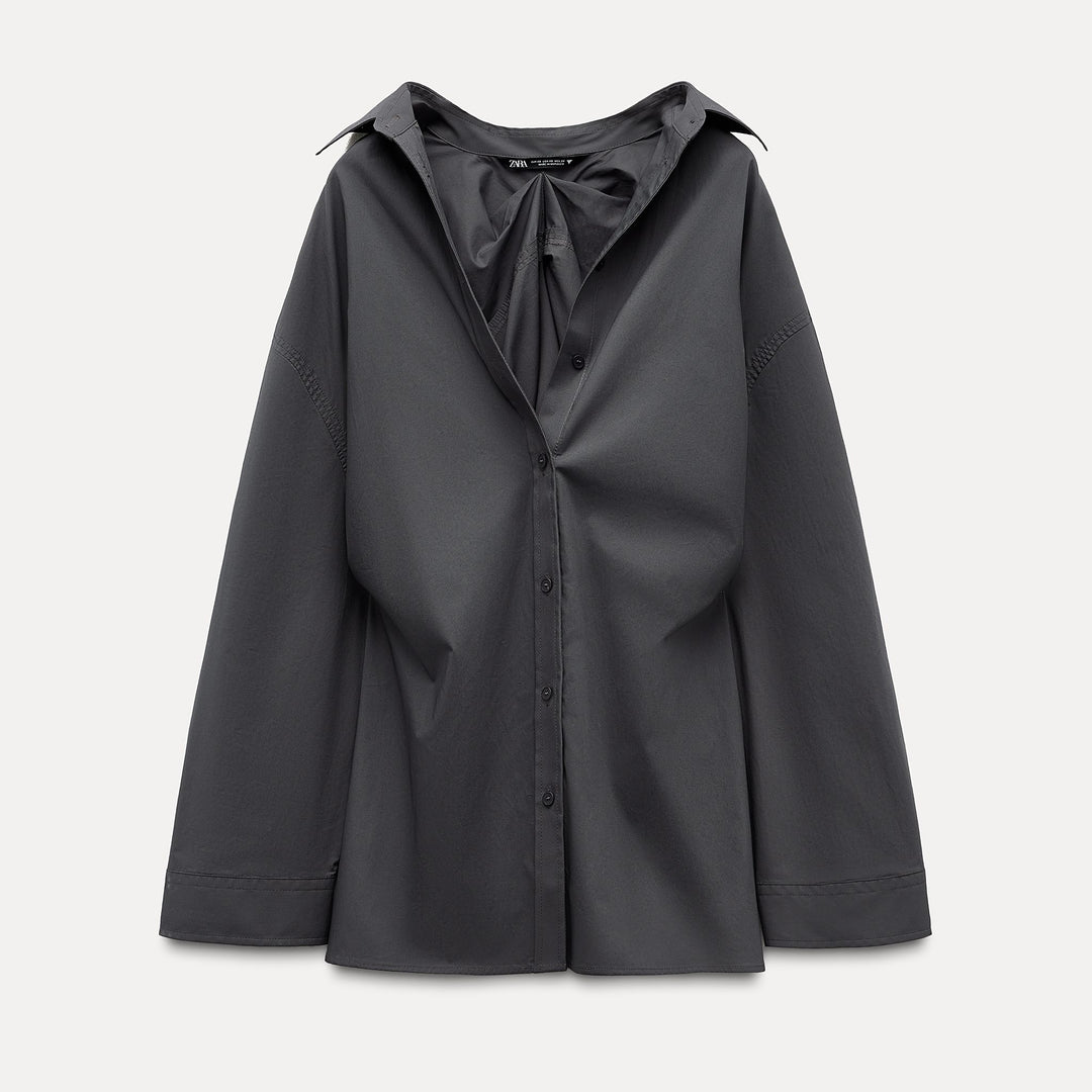 Moudda ZARA - Chemise oversized gabardine plis dos - Tunisie 2