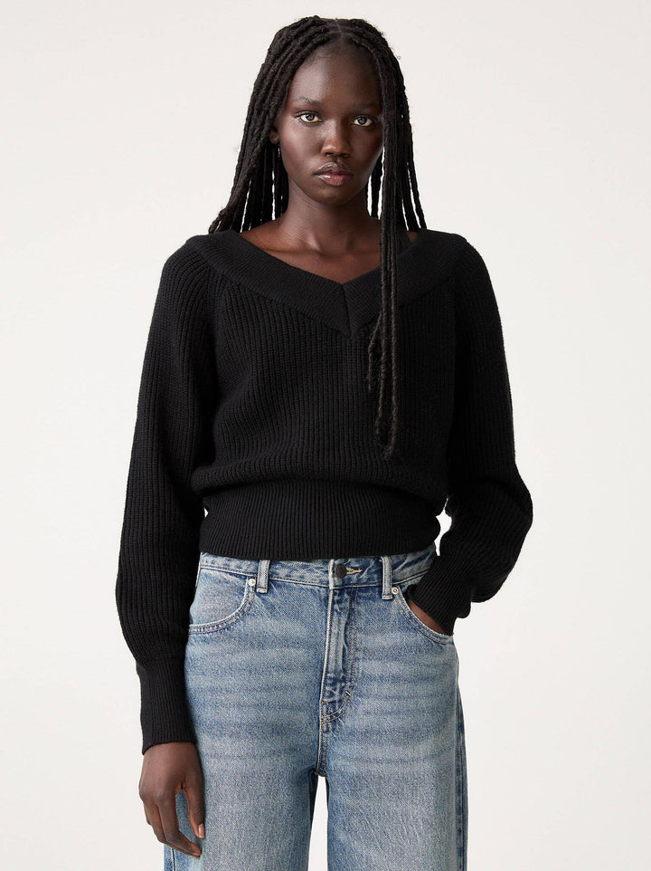 Moudda PULL & BEAR - Pull Crop Perlé Bardot Col V Double Way - Tunisie 8