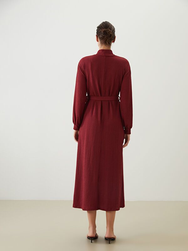 Moudda LC Waikiki - Robe jersey manches longues Femme Bordeaux - Tunisie 4