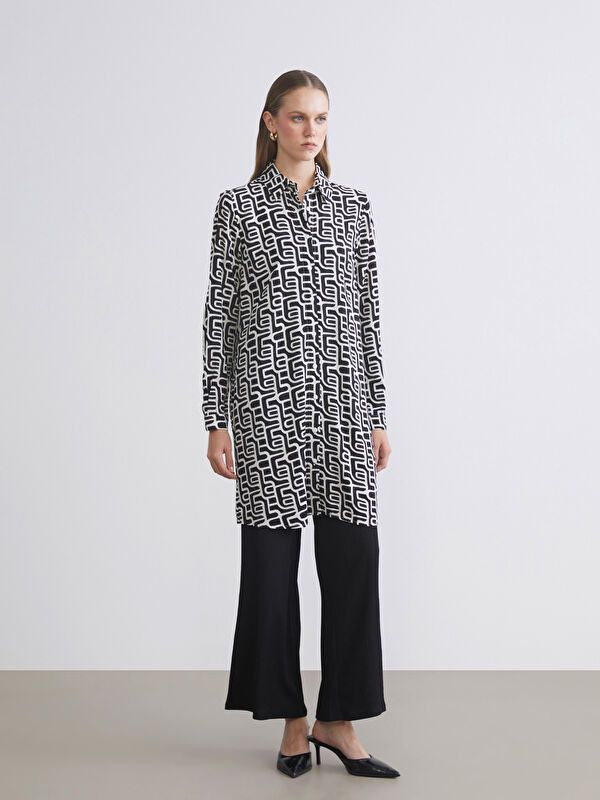 Moudda LC Waikiki - Tunique tissée imprimée manches longues Femme Imprimé noir 2 - Tunisie 2