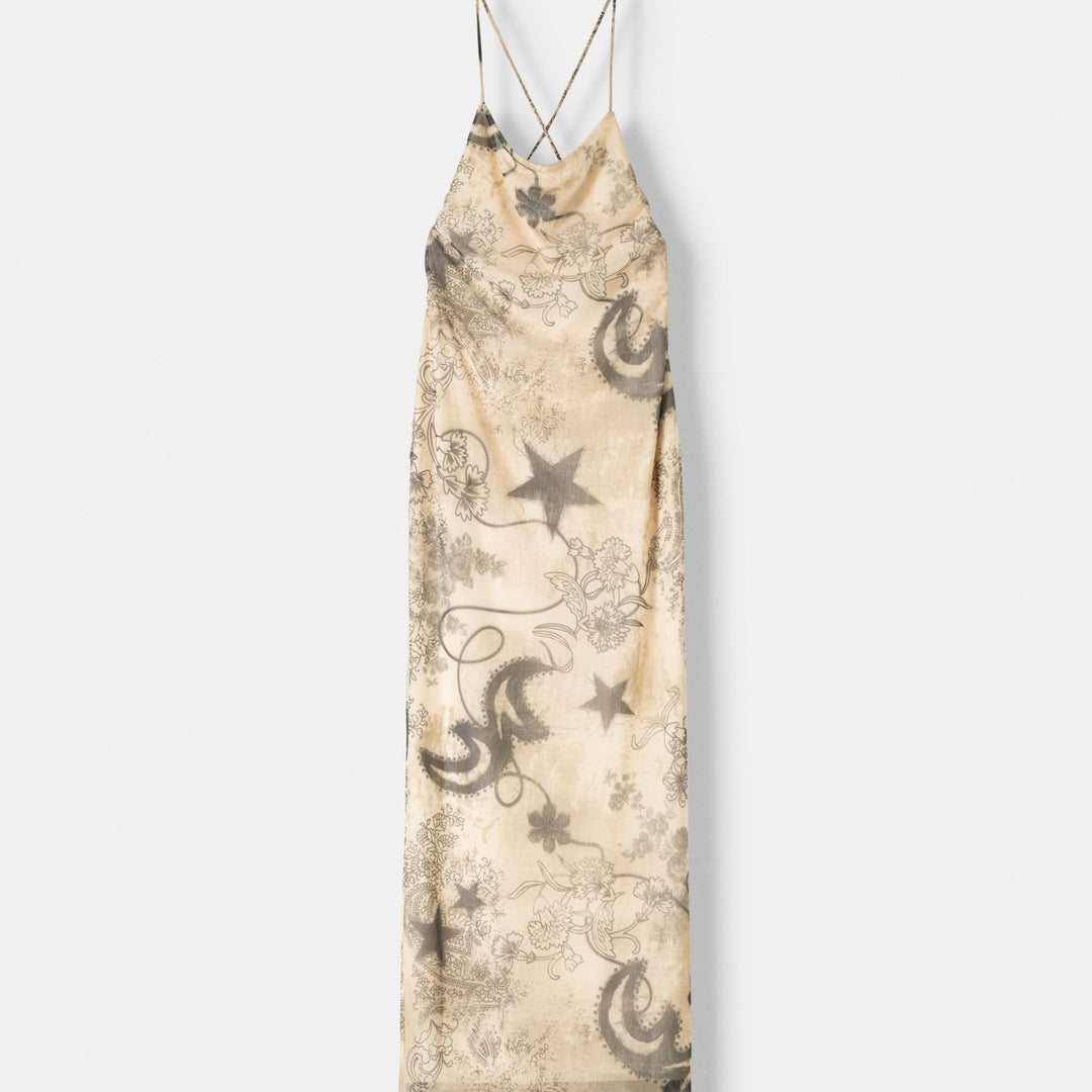 Moudda BERSHKA - Robe mi-longue tulle et fines bretelles imprimées tout-over - Tunisie 1