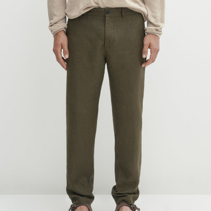 Moudda Massimo Dutti - Pantalon 100 % lin sophistiqué fuselé - Tunisie 8