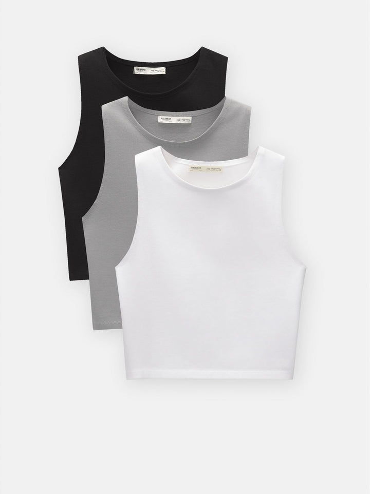 Moudda PULL & BEAR - Body Basique Sans Manches Tripack En Ligne - Tunisie 3