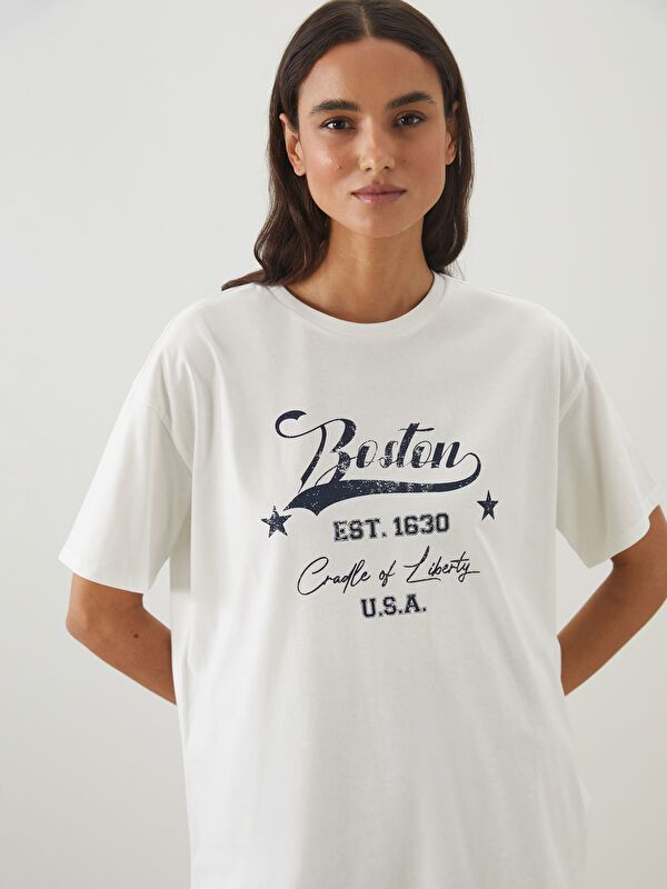 Moudda LC Waikiki - Tunique jersey manches courtes Femme Ecru - Tunisie 1