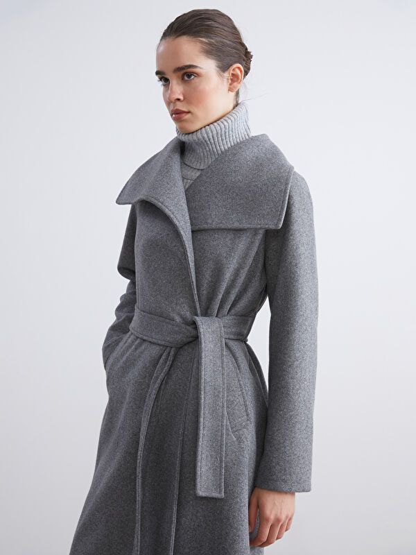 Moudda LC Waikiki - Manteau effet laine Femme Mélange de gris - Tunisie 4