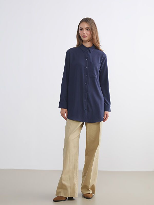 Moudda LC Waikiki - Tunique tissée manches longues Femme Marine - Tunisie 2