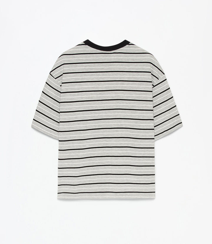 Moudda Lefties - T-Shirt - Rayure Tissée (Gris Vigo) - Tunisie 3