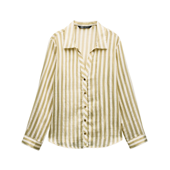 Moudda ZARA - Chemise rayures ML col déporté bouton doré - Tunisie 3