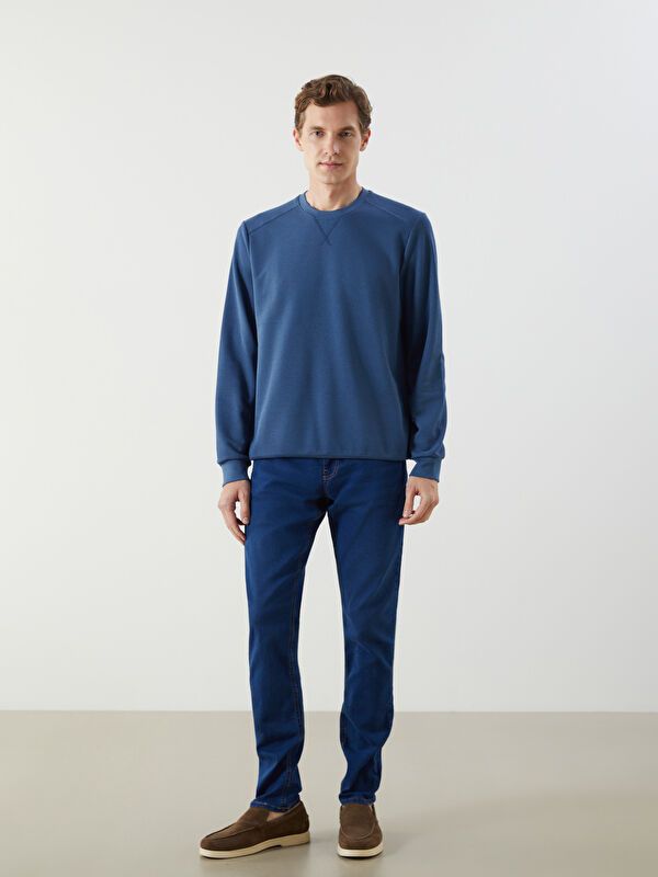 Moudda LC Waikiki - Sweatshirt jersey basique Homme Indigo - Tunisie 2