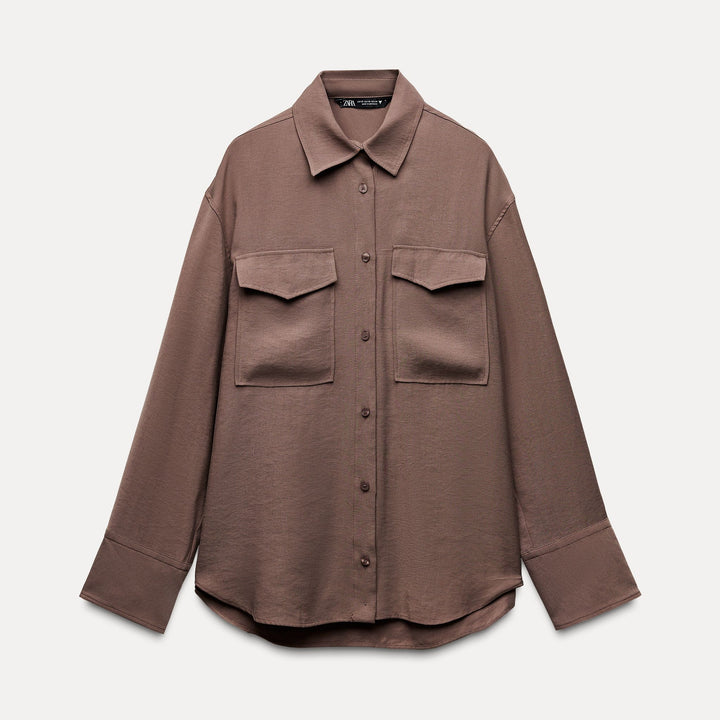 Moudda ZARA - Chemise fluide oversized manches longues détail poches - Tunisie 2