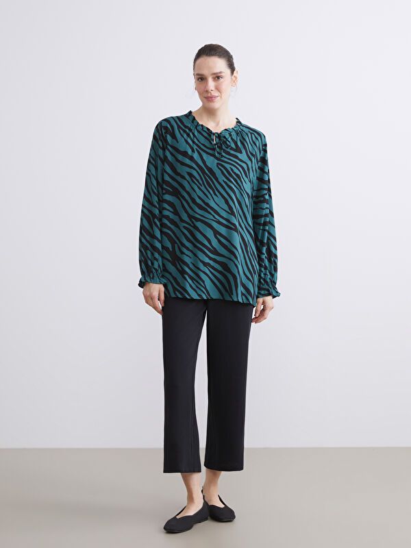 Moudda LC Waikiki - Blouse tissée imprimée manches longues Femme Imprimé vert - Tunisie 2