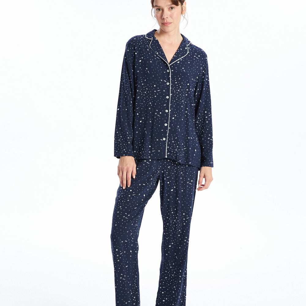 Moudda LC Waikiki - Pyjama tissé manches longues Femme Imprimé marine - Tunisie 2