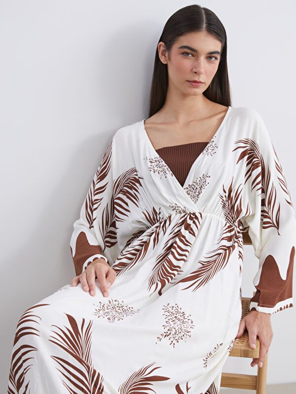 Moudda LC Waikiki - Robe tissée manches longues Femme Imprimé marron - Tunisie 1