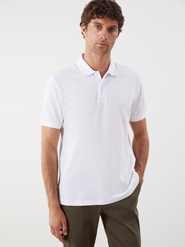 Moudda LC Waikiki - T-shirt jersey col polo manches courtes Homme Buxe blanc - Tunisie 1