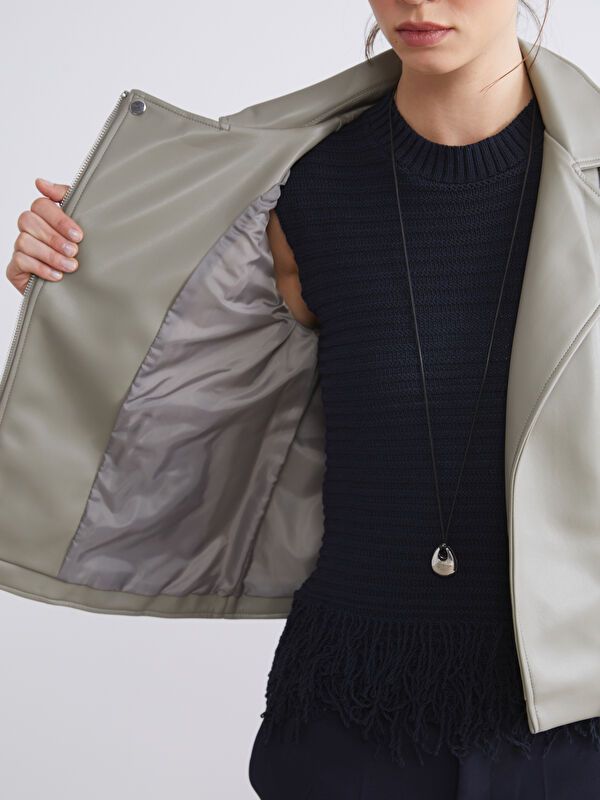 Moudda LC Waikiki - Manteau PU léger Femme Kaki clair - Tunisie 3