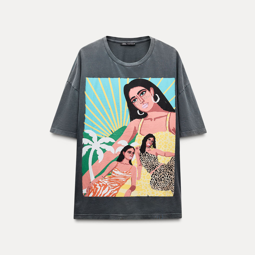 Moudda ZARA - T-shirt lavé imprimé fille - Tunisie 2