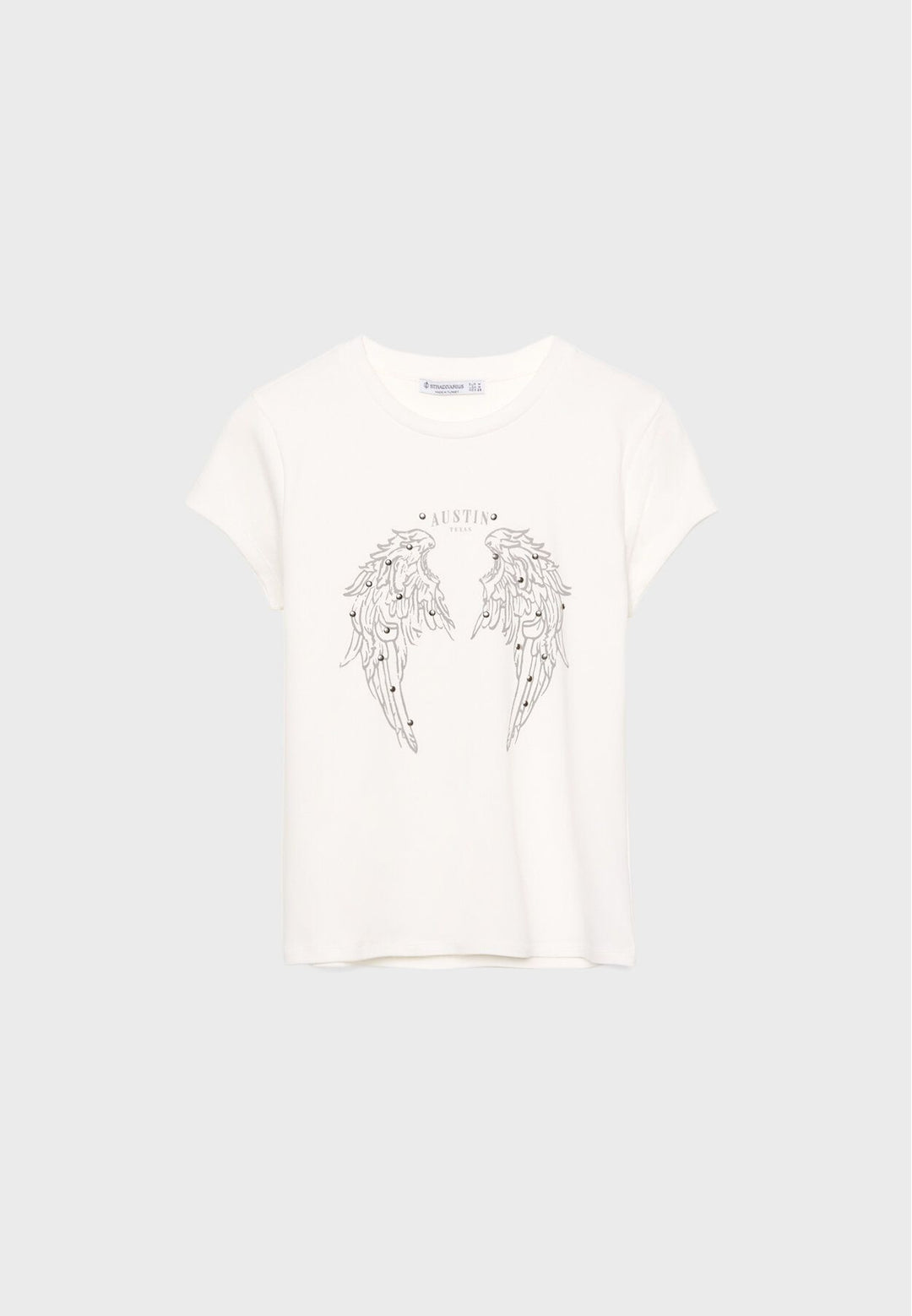 Moudda STRADIVARIUS - T-Shirt M/C Col Rond Imprimé avec Clous - Tunisie 2