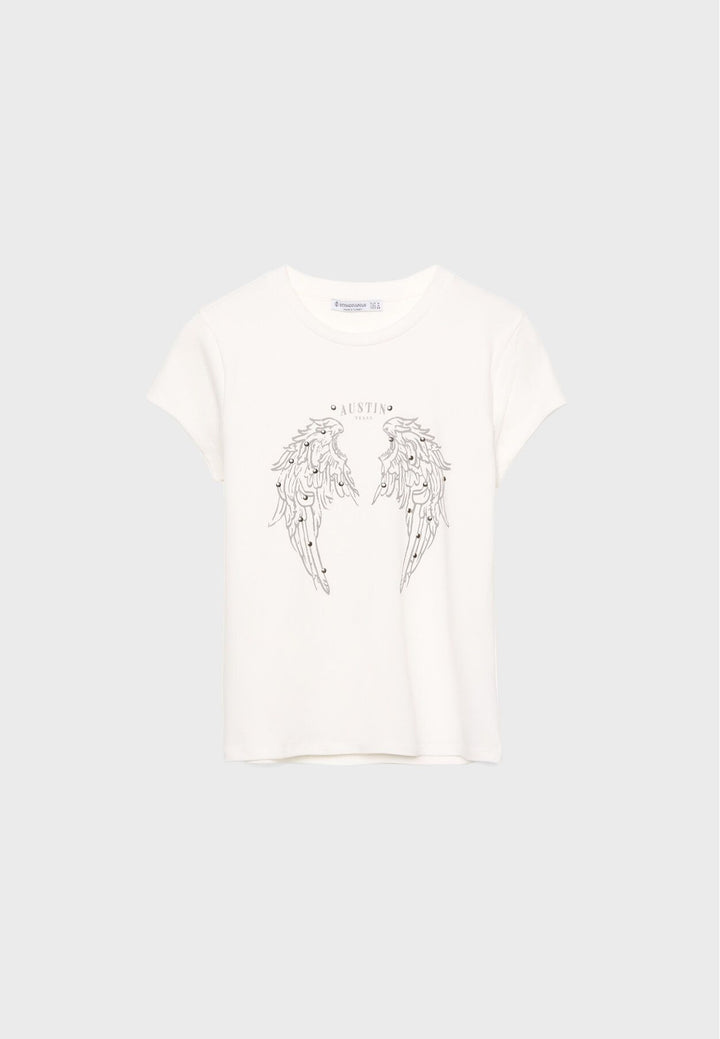 Moudda STRADIVARIUS - T-Shirt M/C Col Rond Imprimé avec Clous - Tunisie 2