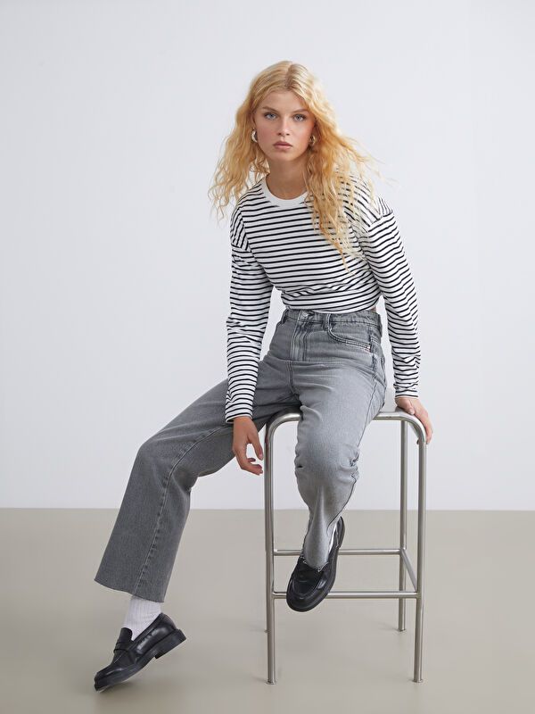 Moudda LC Waikiki - Pantalon tissé en denim Femme Gris - Tunisie 1