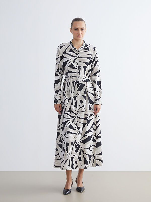 Moudda LC Waikiki - Robe tissée manches longues Femme Imprimé en noir - Tunisie 2