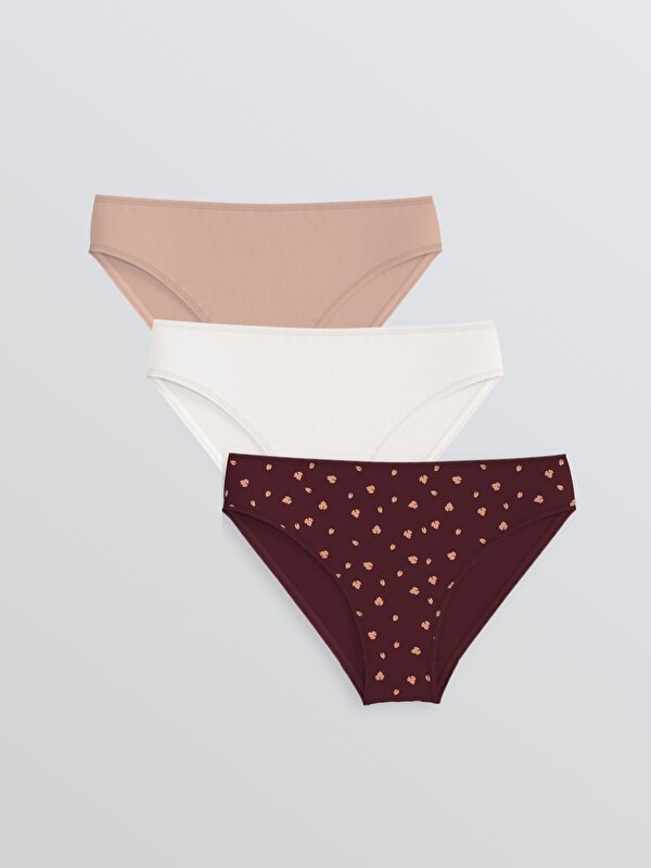 Moudda LC Waikiki - Slip basique Femme Imprimés bordeaux - Tunisie 1