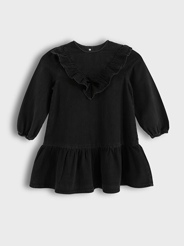 Moudda LC Waikiki - Robe tissée manches longues denim Fille Rodéo noir - Tunisie 1