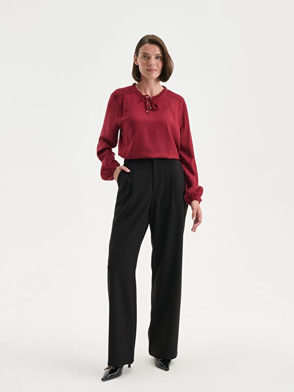 Moudda LC Waikiki - Blouse tissée imprimée manches longues Femme Dark bordeaux pr - Tunisie 2