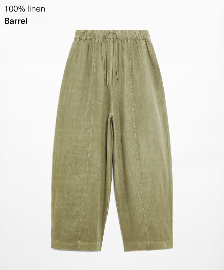 Moudda Oysho - Pantalon 100% Lin Lavé Barrel Taille Moyenne - Tunisie 2