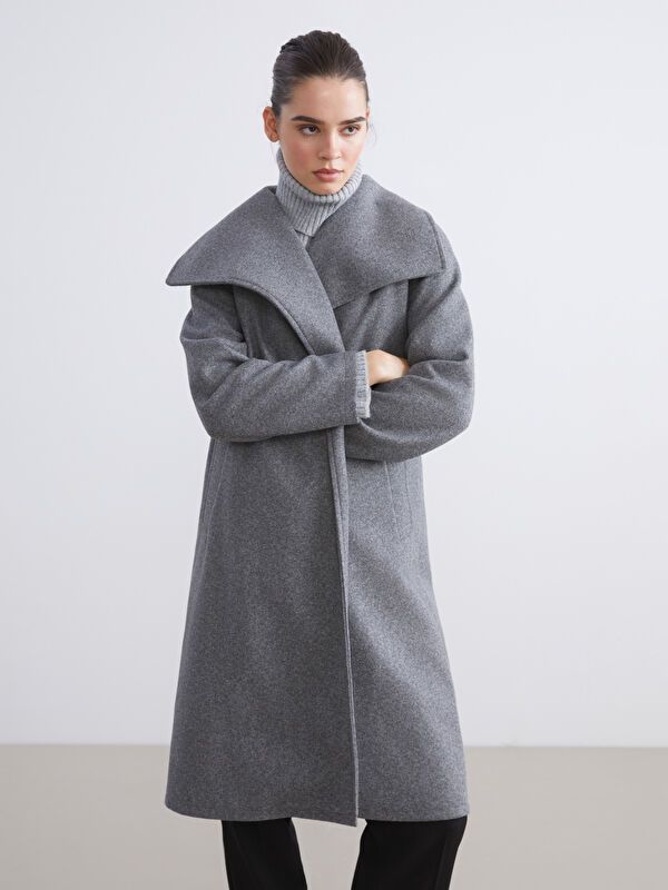 Moudda LC Waikiki - Manteau effet laine Femme Mélange de gris - Tunisie 1