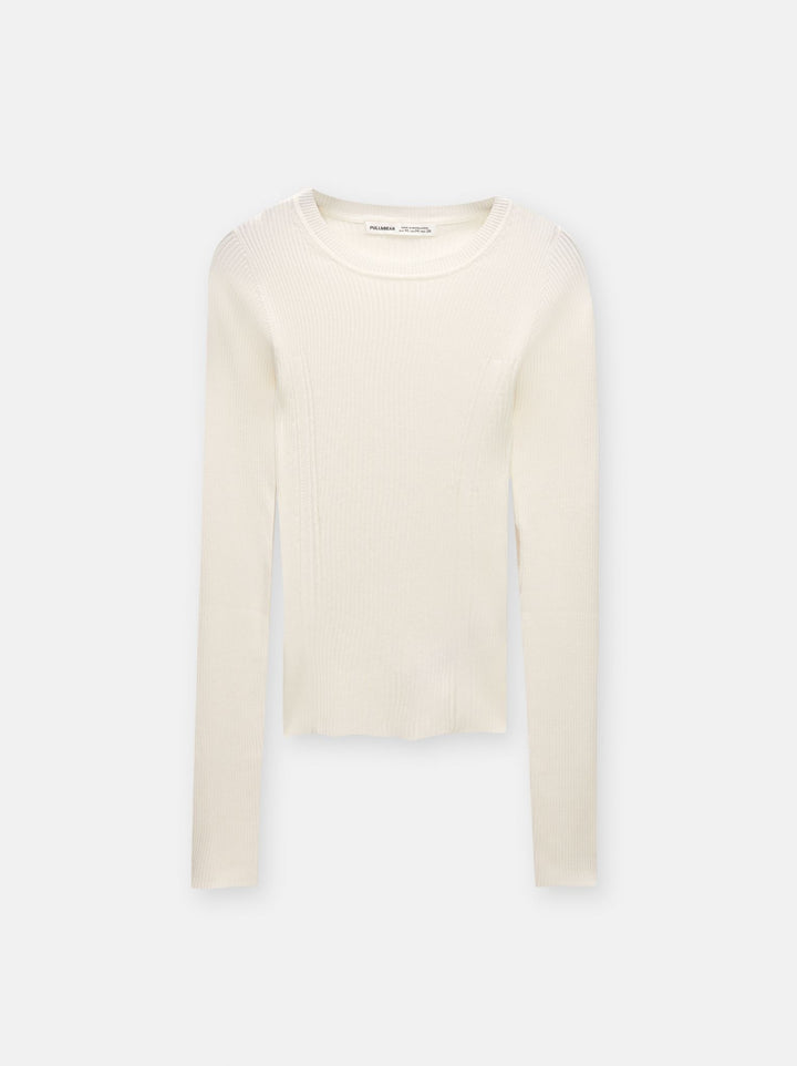 Moudda PULL & BEAR - Pull Basique Côtelé Col Carré Viscose - Tunisie 3