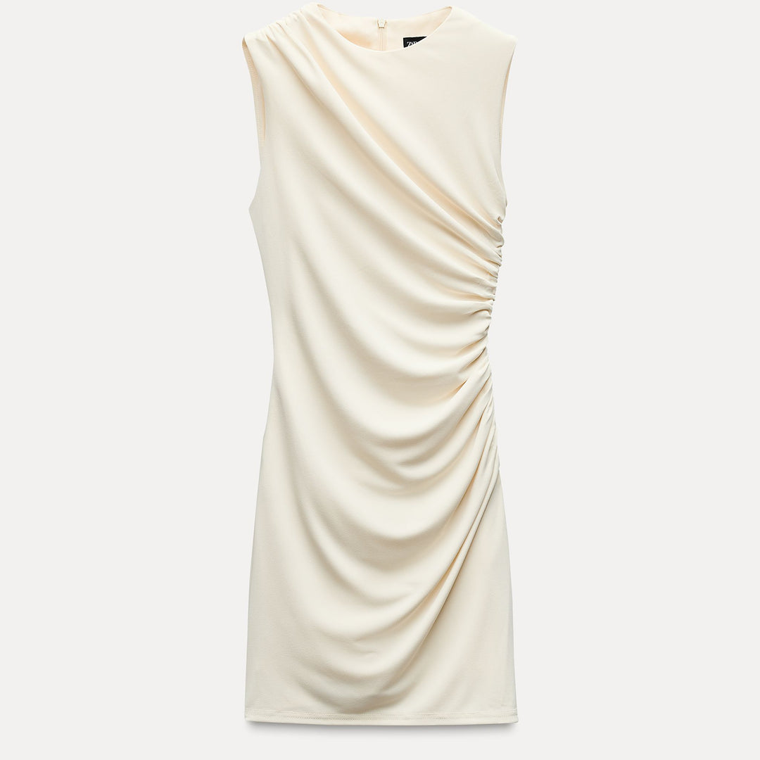 Moudda ZARA - Robe courte drapée maille manches courtes col rond - Tunisie 1