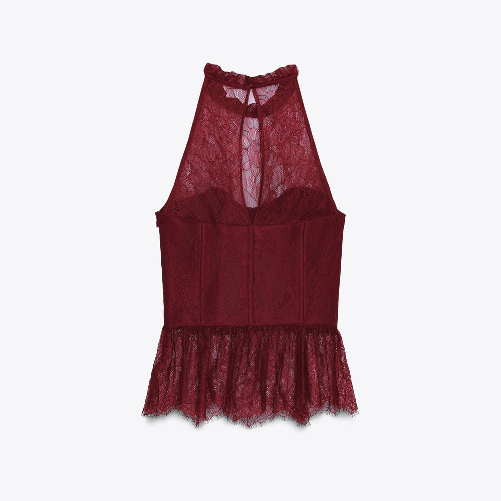 Moudda ZARA - Body Dentelle - Encolure Halter & Fronces Bas - Tunisie 2