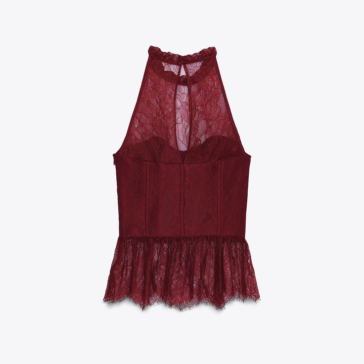 Moudda ZARA - Body Dentelle - Encolure Halter & Fronces Bas - Tunisie 2